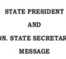 State President and Hon. State Secretary’s message-Nov 2015